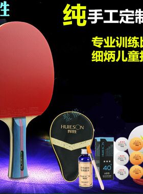 乒乓球拍纯手工粘贴拍少儿童初学生D比赛训练专业反胶横拍直拍1只