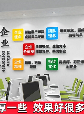 企业文化墙贴设计定制办公室背景墙装饰吧台前台形象墙面宣传布置