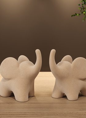 现代简约植绒大象小摆件高级感小众家居饰品玄Q关办公室桌面装饰