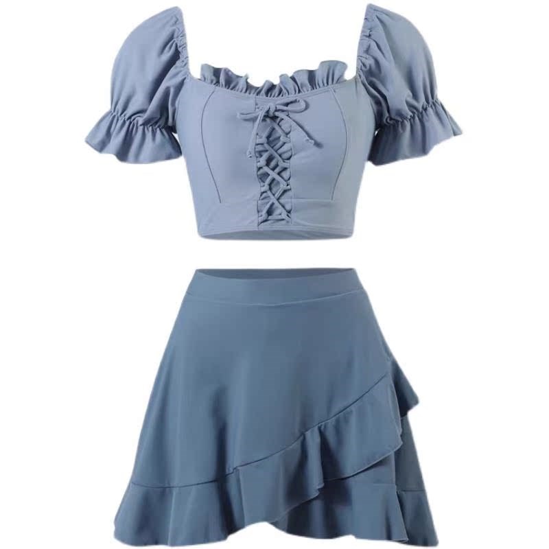 新款高档泳装女款游泳衣女士分体式女生女式女胸衣平胸泳专用小少