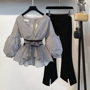 套装女两件套牛i子个性上班服时尚时髦连身牛仔工装裤春装韩版