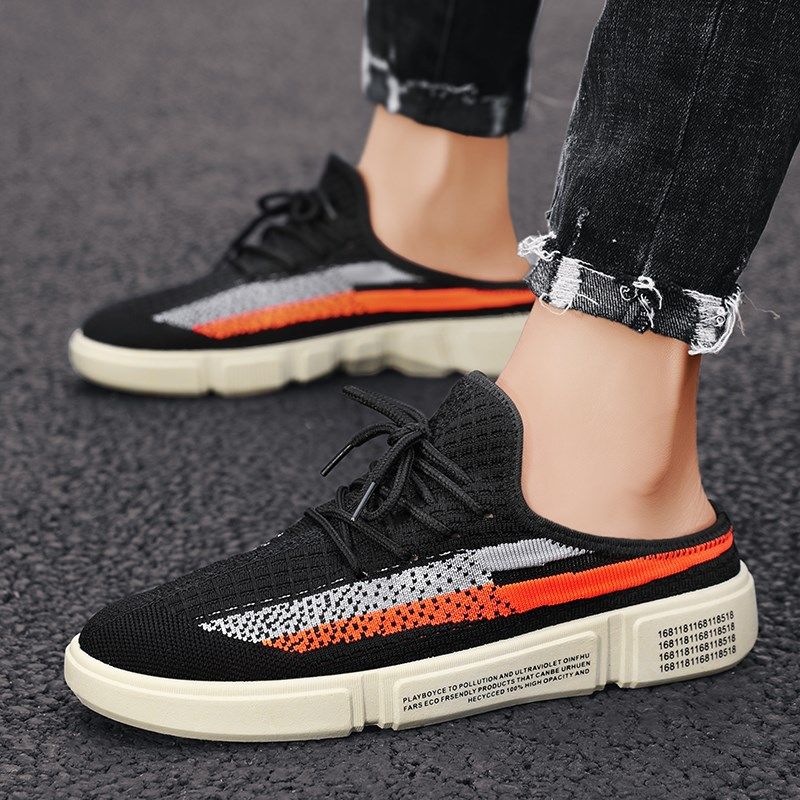 男鞋半拖懒人网面秋季板鞋韩版潮流外穿无后跟一脚蹬布鞋包头潮鞋,流行男鞋,单鞋,淘宝优惠券,粉丝福利购,淘宝优惠卷