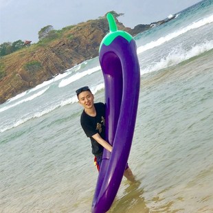 超大充气茄子浮床浮排成人儿童水上漂网格布游泳圈漂Y浮躺椅气垫