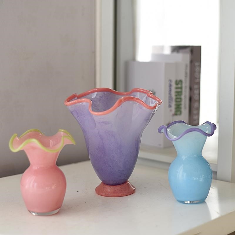 玻璃花瓶现代新中式家居工艺花器摆件手工带盖桌面客厅装饰花器