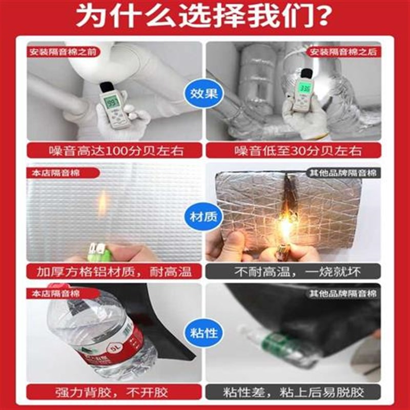 新款成卷下水管隔音棉卫生间厨房管道卧室墙体超强自粘家用吸音静
