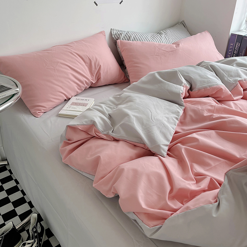简约纯色四件套纯棉水洗棉全棉床单套床上用品宿舍被罩三4件套