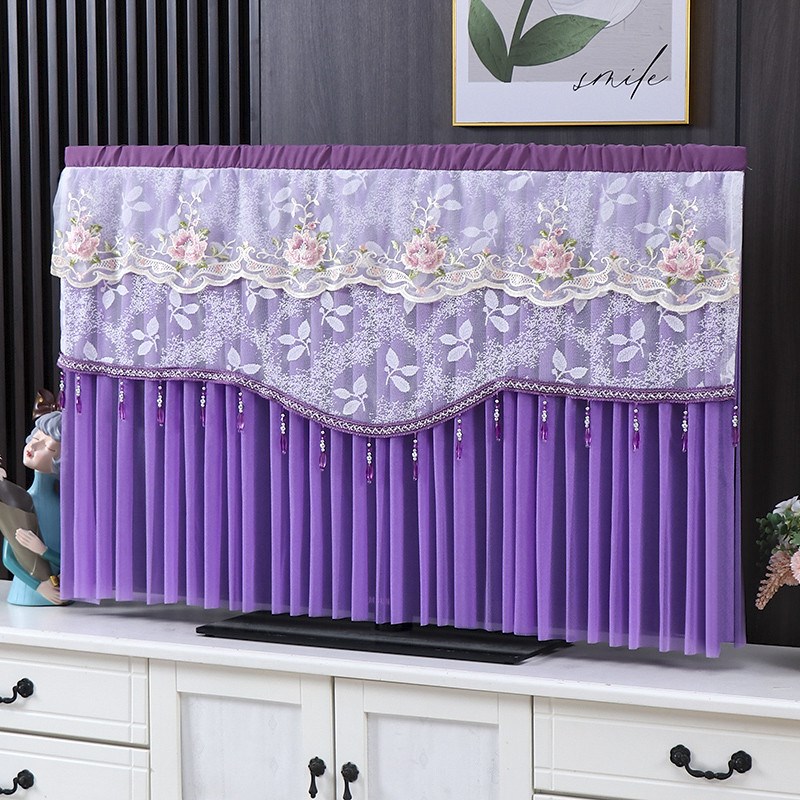 取防尘罩蕾丝电视套开机不电视机55寸65寸挂式台式曲面电视罩新款