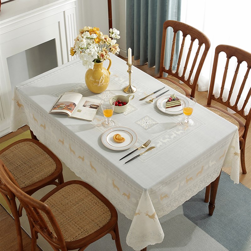 新款桌布高级感pvc餐桌布防水防油免洗桌垫蕾丝长方塑料茶几桌布