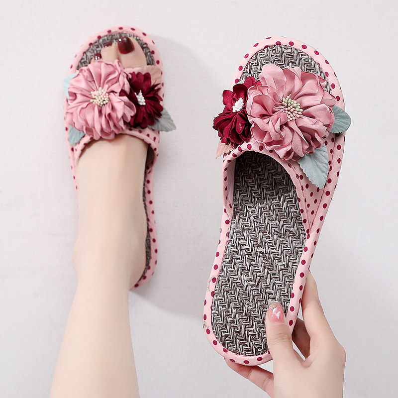韩系甜美可爱凉拖鞋女防滑软底碎花布艺亚草手工花朵家用居家鞋夏,居家布艺,居家凉拖/凉鞋,淘宝优惠券,粉丝福利购,淘宝优惠卷