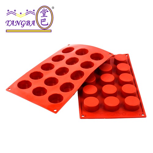 烘焙模具D-027 15连4cm圆柱圆饼矽胶模小圆形慕S斯模具 夹心硅胶