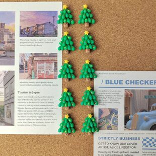 10个装 圣诞树圣诞节可爱创意图钉软木板毛毡板留言照片氛围装饰