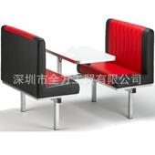 餐厅QF K018家具中餐厅火西餐座厅咖啡厅连体沙发包卡软带桌子锅