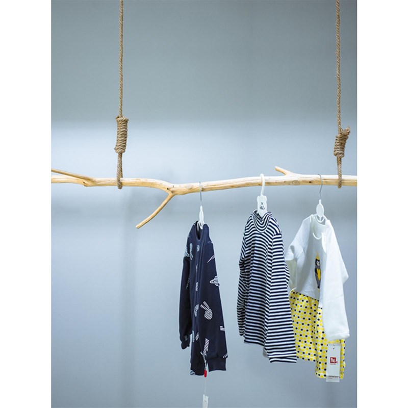 树枝挂衣架服装店干原木杆上墙展示架悬吊式天花M板悬挂晾衣杆麻