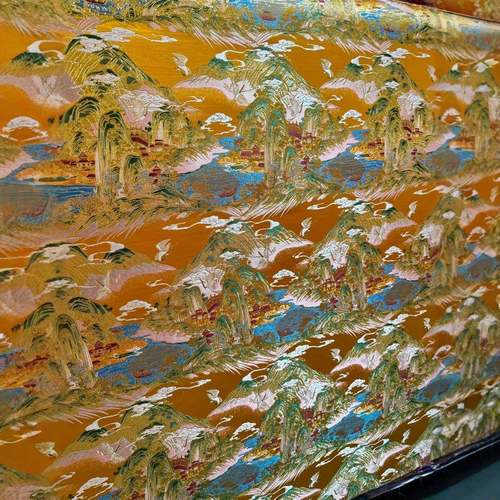 山清水秀国JJS千江山图旗织锦缎布料服装里袍面料缎面中风高山流