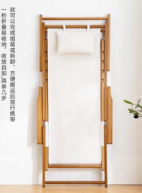 折叠椅睡椅实木椅躺家用休阳闲午休户外台帆布沙滩81189椅室外庭