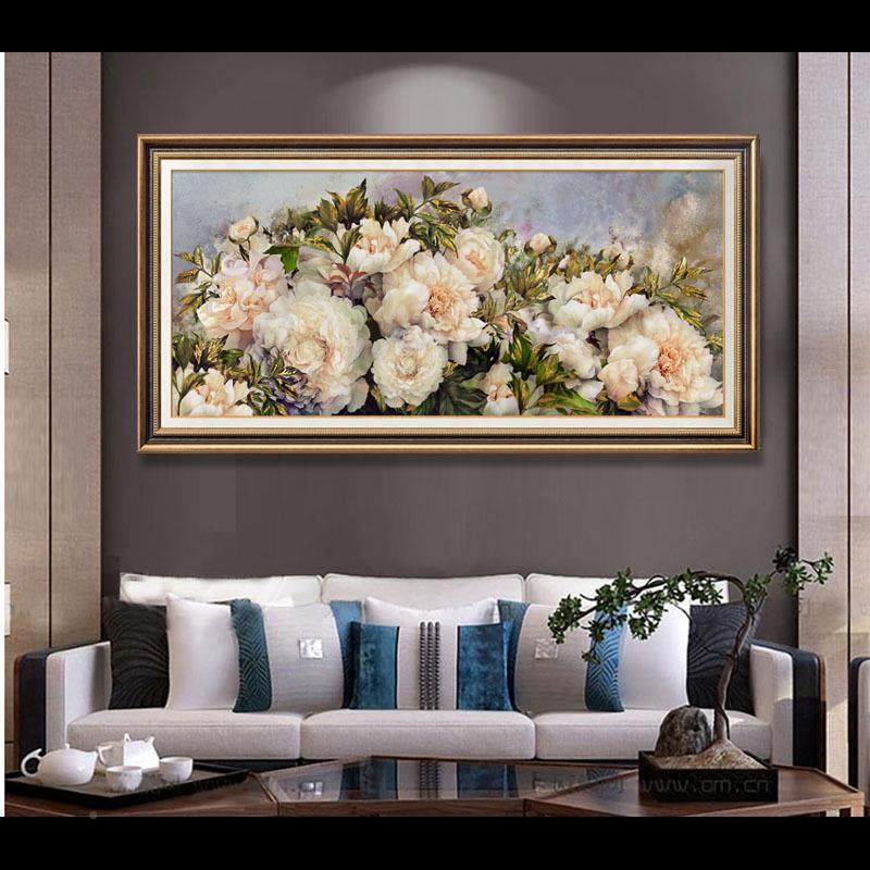 美式客厅装饰横幅花开FXX富欧贵卧室沙床头主卧挂画式发背画景墙,家居饰品,现代装饰画,淘宝优惠券,粉丝福利购,淘宝优惠卷