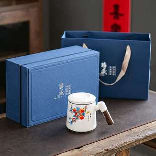 美甚茶水分离茶杯陶瓷泡茶杯办公室带盖过滤喝茶单个人专用马克杯