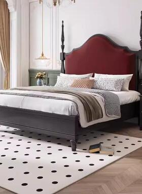 法式复实木床1主.8YME米现代简约卧室双人黑色软包大床.5m古美1式