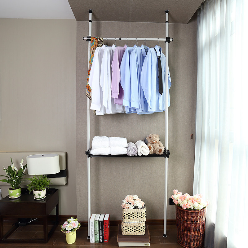 简易挂衣架组装顶天n立地衣架落地卧室韩式置物架转角衣帽架简约