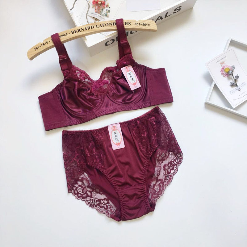 超薄大码内衣套装全罩杯无海绵薄款文胸胖mm大胸显小C杯D杯E杯F杯