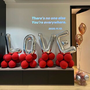 客厅气球结婚房间场景布置装 红色喜字男女方新卧室简单大气 饰套装