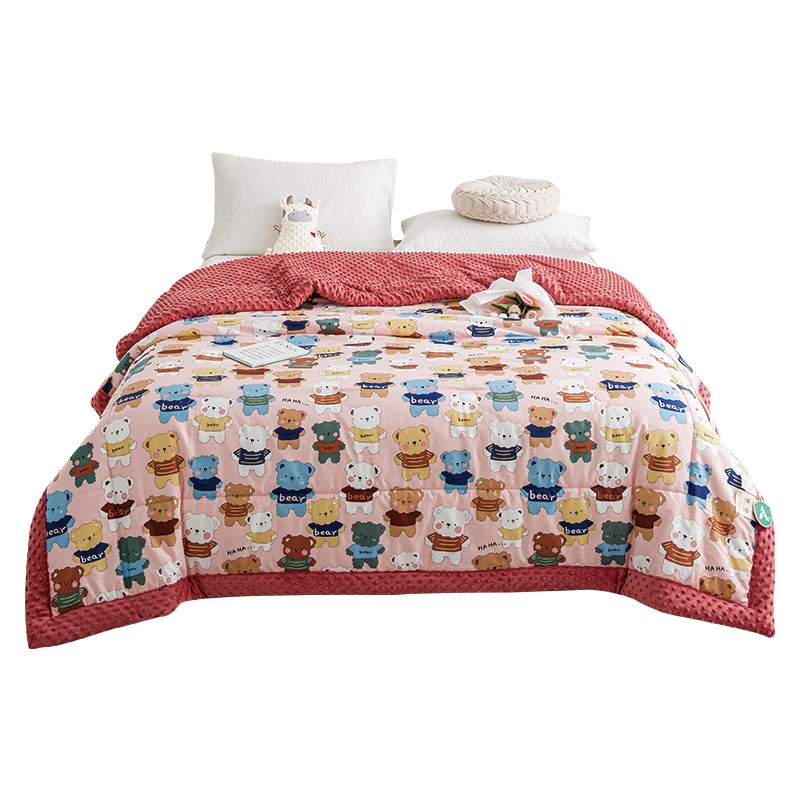 全棉豆豆绒春秋被空调被纯棉被子被芯单人儿童双人保暖冬被可水洗