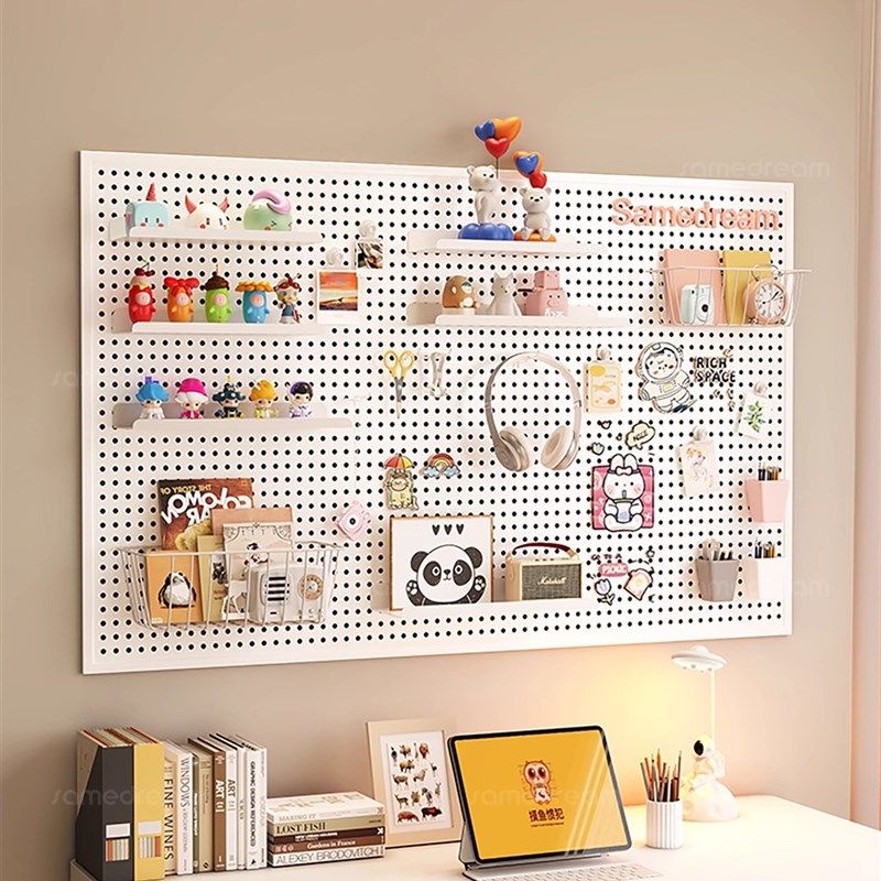 三梦泰坦钢书桌洞洞板置物架墙上收纳学习宿舍墙面造型金属展示架,住宅家具,搁板/置物架/家用陈列架,淘宝优惠券,粉丝福利购,淘宝优惠卷