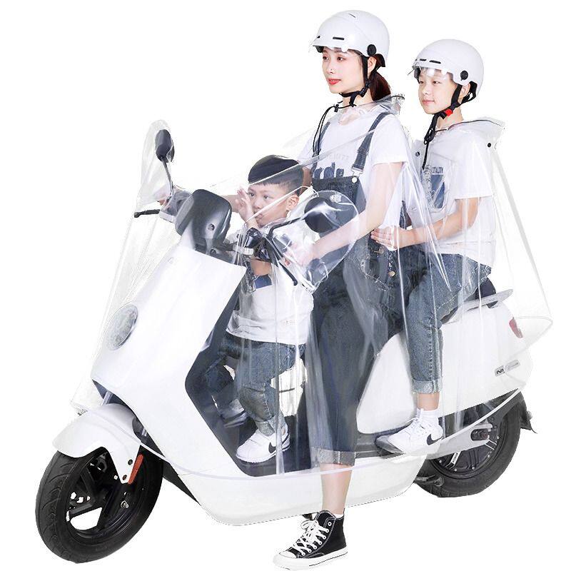 亲子雨衣电动车成人双人雨披男女士双人带娃亲子电动车透明雨衣