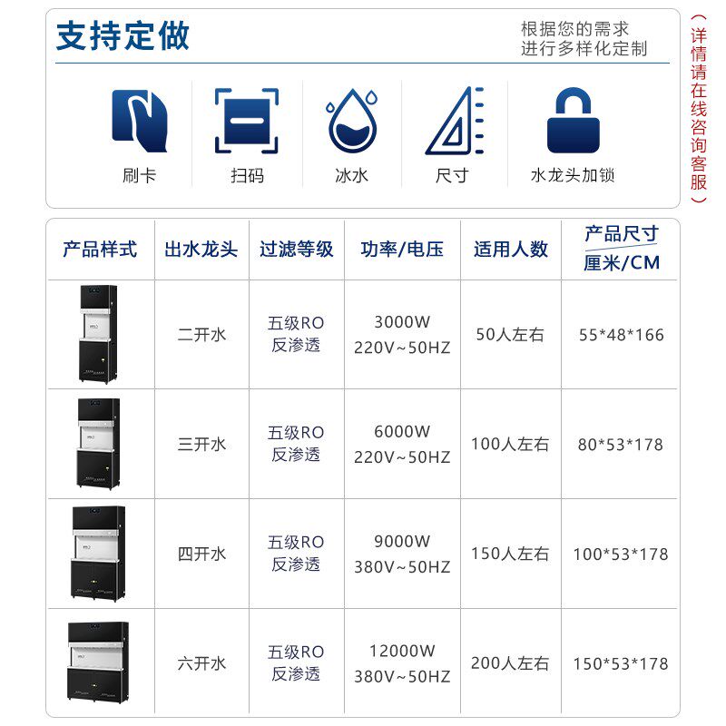 商用ro反渗透过滤大容量步进开水器净水过滤一体工厂冷热直饮水机