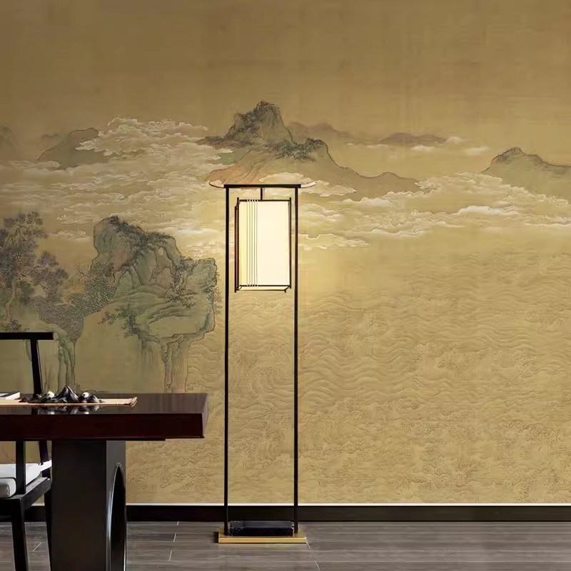 现代中式山水电视背景墙布壁纸古风客厅酒店墙纸壁布Y卧室定制壁