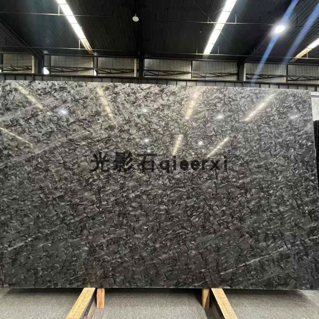 范思折黑奢石大理石材加工岛台餐桌橱柜面天然大理石奢石