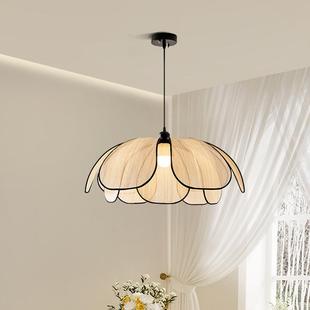 餐吊灯日式 原木花风编 织民宿房间卧室客厅厅灯藤133编瓣创意个性