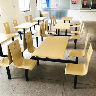 桌椅校餐厅员工食餐堂连体餐桌工厂饭堂CYJ4快人6人餐桌椅学钢制