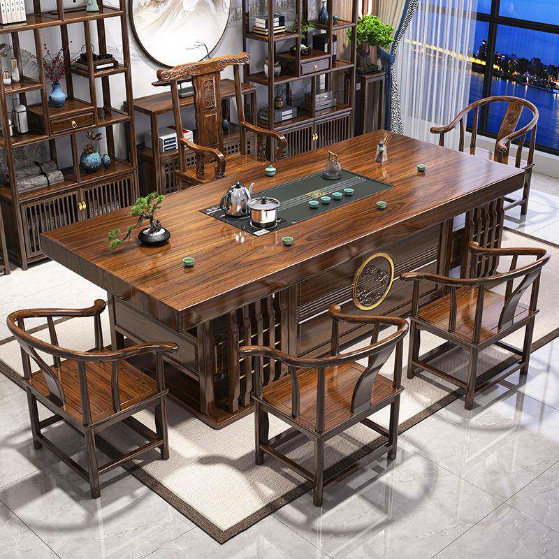 组合办公室实木祥和茶桌茶台茶具套桌装一体家新用一桌五椅式喝新