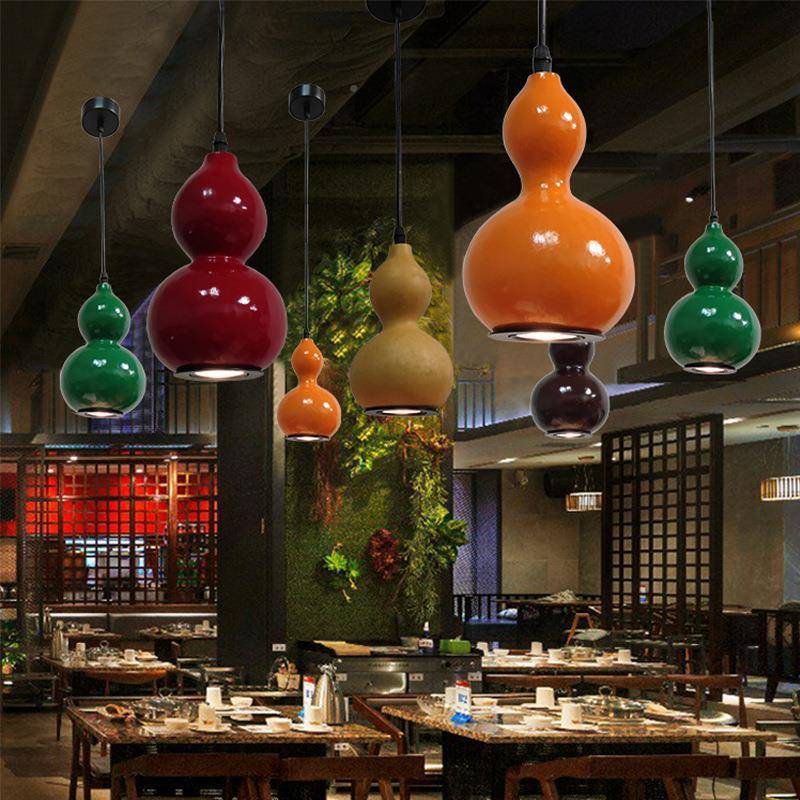 天葫芦吊灯宿客民栈然床头禅意茶175室楼梯玄关饰木艺灯具装复古