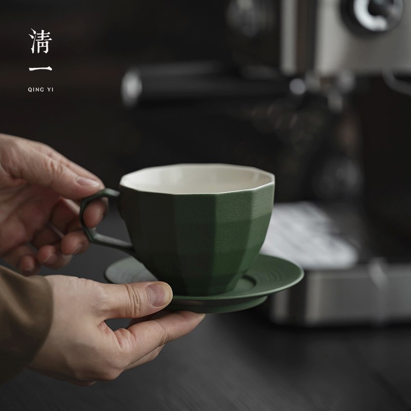 清一丨简约陶瓷咖啡杯碟套装欧式小奢华拉花杯精致拿铁手冲杯水杯