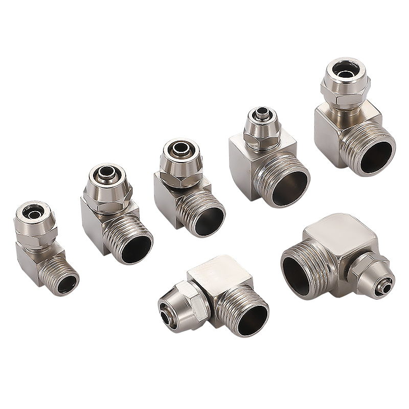 PL快拧弯头气动气缸气管弯通直角螺纹快速快插接头PL-4/6/8/10/12