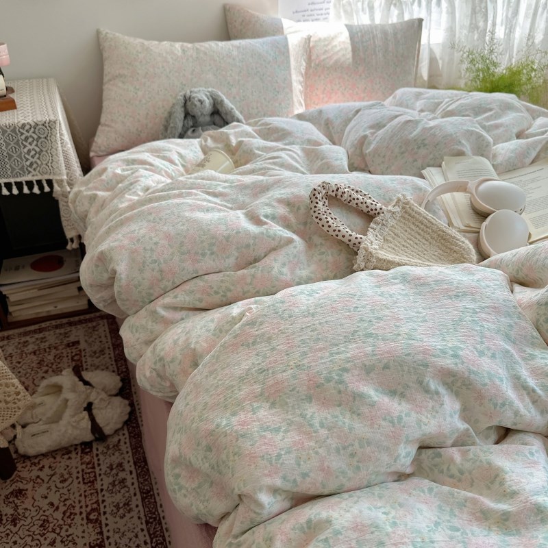 2025新款水洗棉木棉双人四件套软糯学生宿舍单人三件套床上用品笠