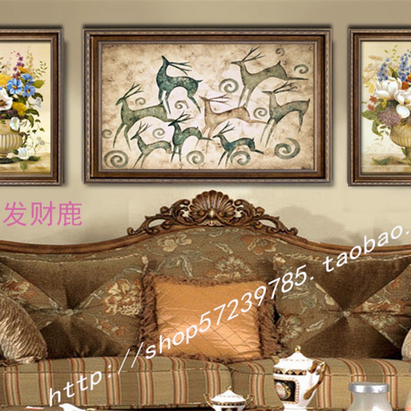 美绘现代欧式客厅挂画抽象餐厅玄关装饰画竖版招财幸福发财树图片