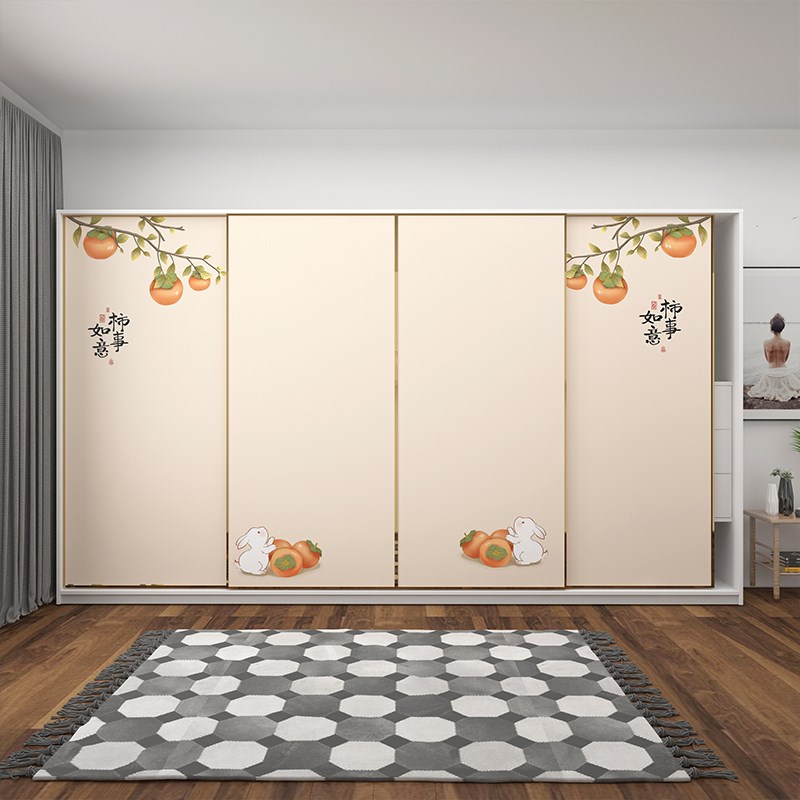 衣柜门贴纸移门推拉门玻璃门自粘卧室改造翻新中式简约加厚不透底