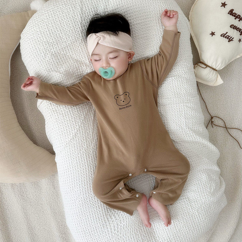 婴儿无骨德绒秋冬季新生儿保暖婴幼儿爬服男女宝宝长袖连体衣哈衣