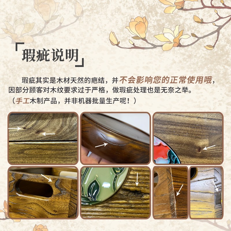 黄鹂鸟-新中式圆形台式家用高清梳妆镜礼品桌面化妆手绘装饰