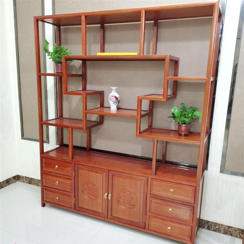博古架实木中式多宝阁展示柜茶室茶柜茶具架子置物架茶叶收纳柜子