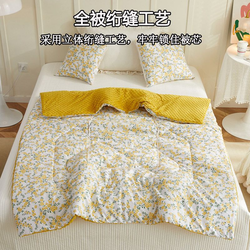 韩式小清新全棉抱枕被两用豆豆绒汽车靠垫办公室午睡二合一空调毯