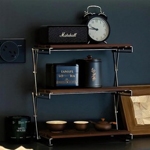 DOPOZONE茶叶置物架桌面高颜值茶杯架子茶具R收纳架实木小型高级