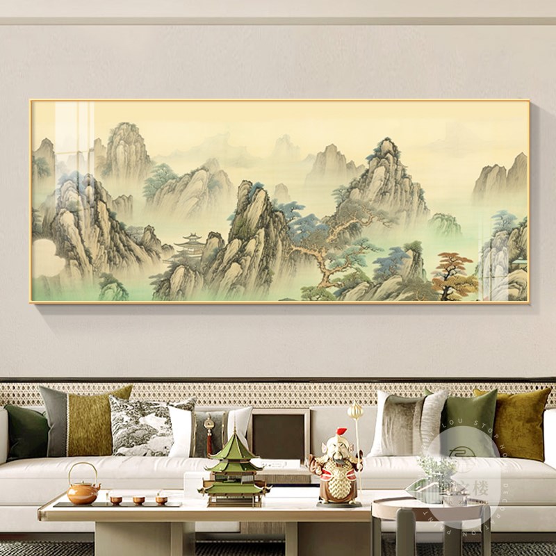 背有靠山客厅沙发背景墙装饰画大气有山无水画办公室大幅挂画