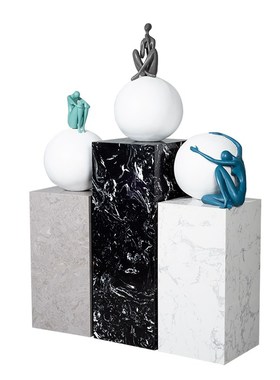 现代大理石定制底座置物基座落地雕塑摆台展示酒店大堂摆件装饰品