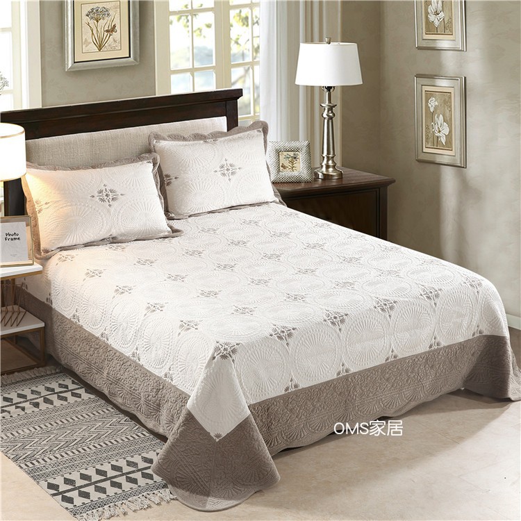 水晶绒衍缝一面绒一面棉床盖四件套绗缝被三件套加厚保暖短绒单件