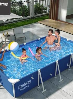 56405 4m长方形游泳池户外家庭儿童成人戏水池钓鱼