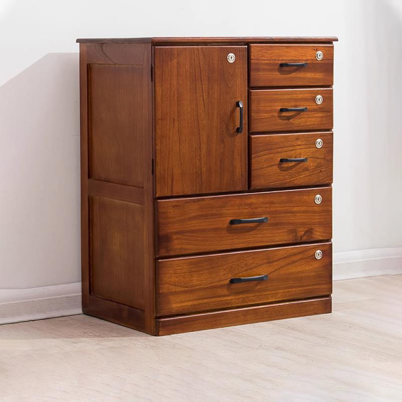 天台悦先斗柜实木五斗柜家用简约现代卧室收纳柜带锁抽屉柜客厅七